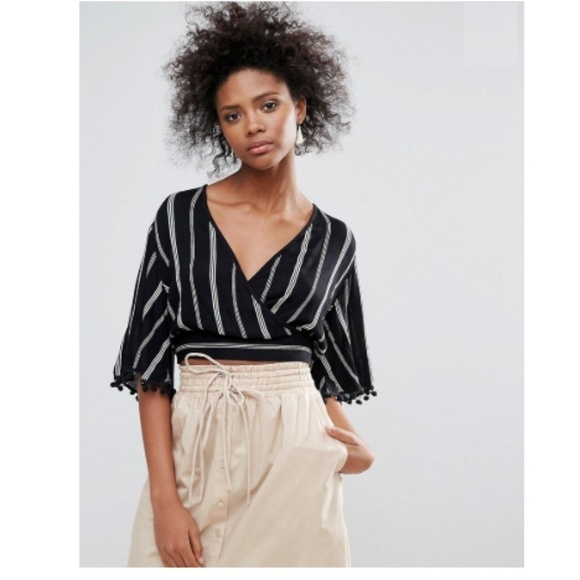 New Band Of Gypsies Striped Boho black white Crop Top SMall - Picture 9 of 9